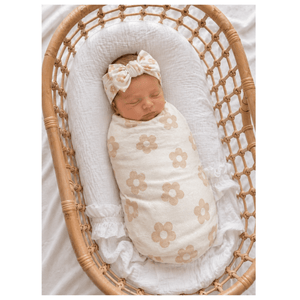 Blush Daisy Bamboo Stretch Swaddle Blanket
