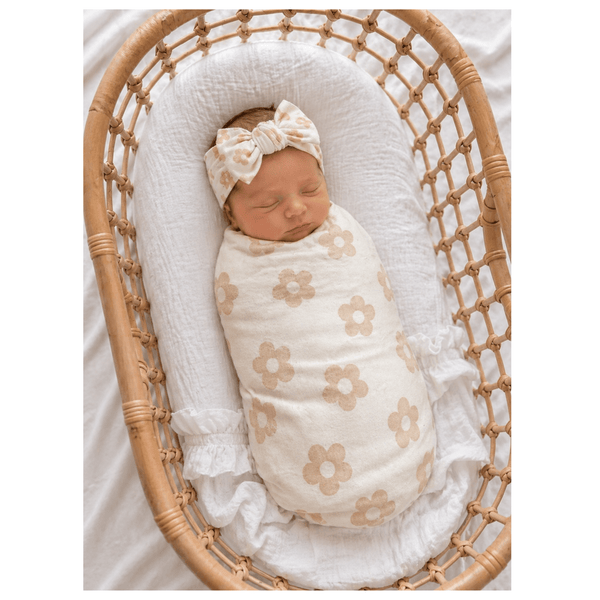 Blush Daisy Bamboo Stretch Swaddle Blanket