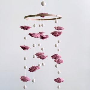 Blush Rose Flower Baby Mobile