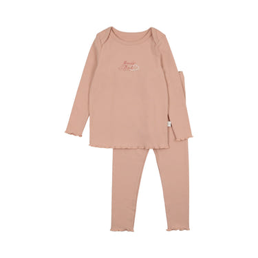Bonne Nuit PJ in Dusty Pink - Cozy sleepsuit for babies, perfect for a peaceful night's sleep.