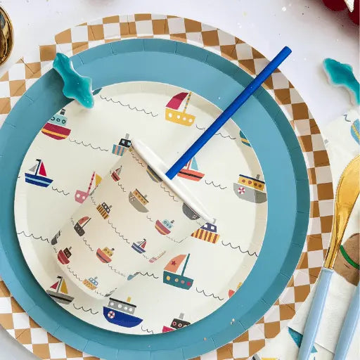 Boat Party Plates (8pcs) – Nautical Disposable Plates 7"