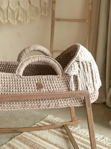 Standard Boho Moses Basket with Macrame Hood
