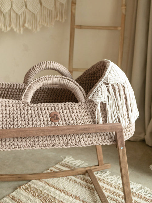 Standard Boho Moses Basket with Macrame Hood