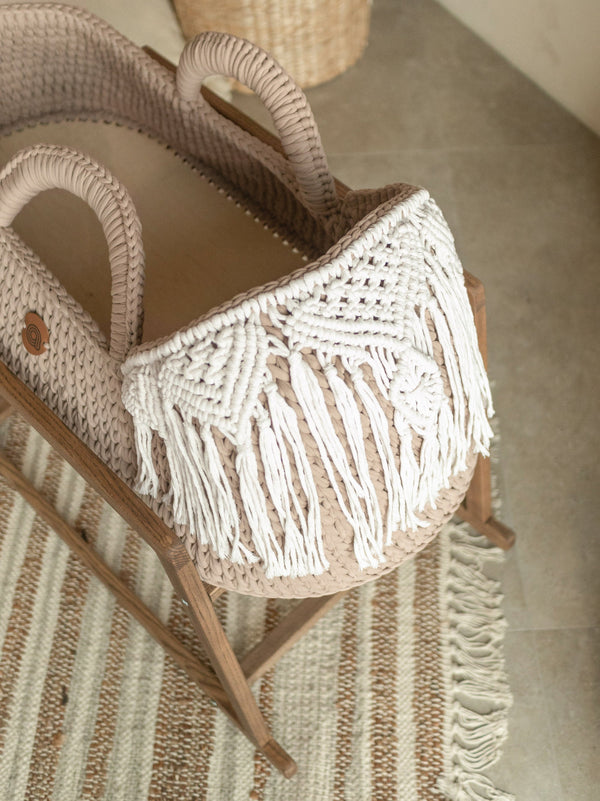 Standard Boho Moses Basket with Macrame Hood