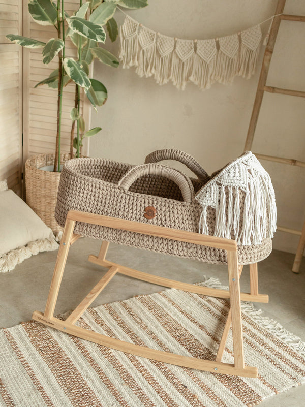 Standard Boho Moses Basket with Macrame Hood