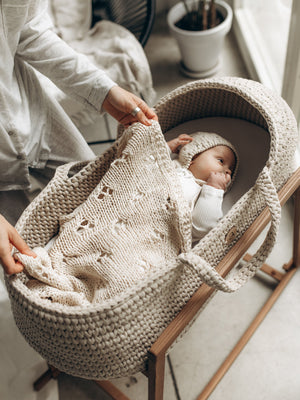 Baby Blanket Hand-Knitted Pointelle