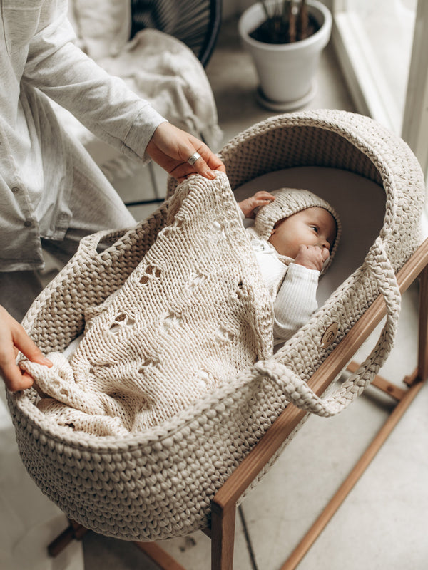 Baby Blanket Hand-Knitted Pointelle
