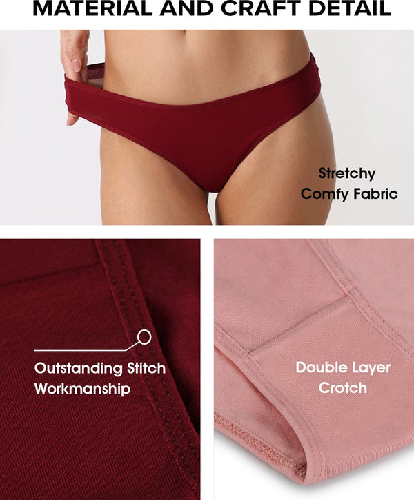 Women's Cotton Bikini Underwear 6-Pack, Soft Breathable Stretch Panties