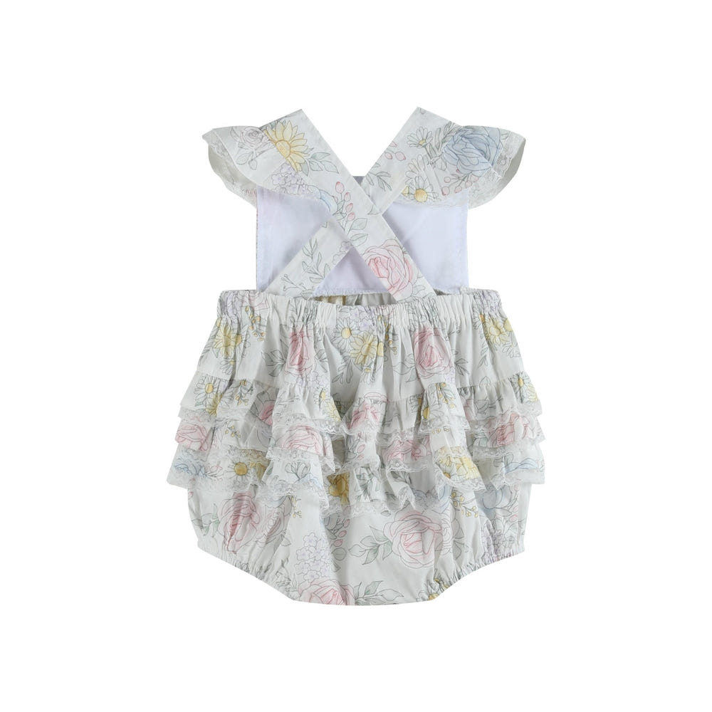 Baby Bouquet Floral Ruffle Romper - Cute and stylish outfit for infants in vibrant floral design.