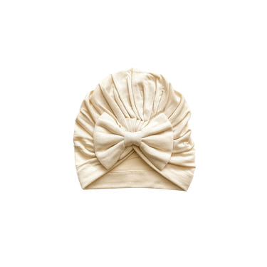 Cream Bamboo Newborn Baby Bow Hat
