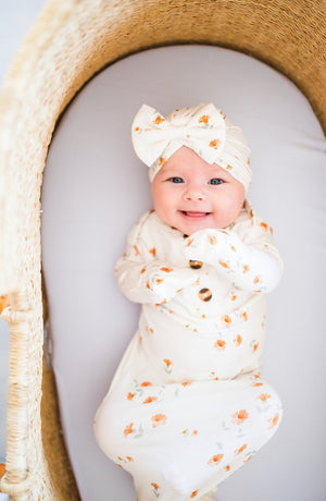 Falling Floral Baby Bow Hat