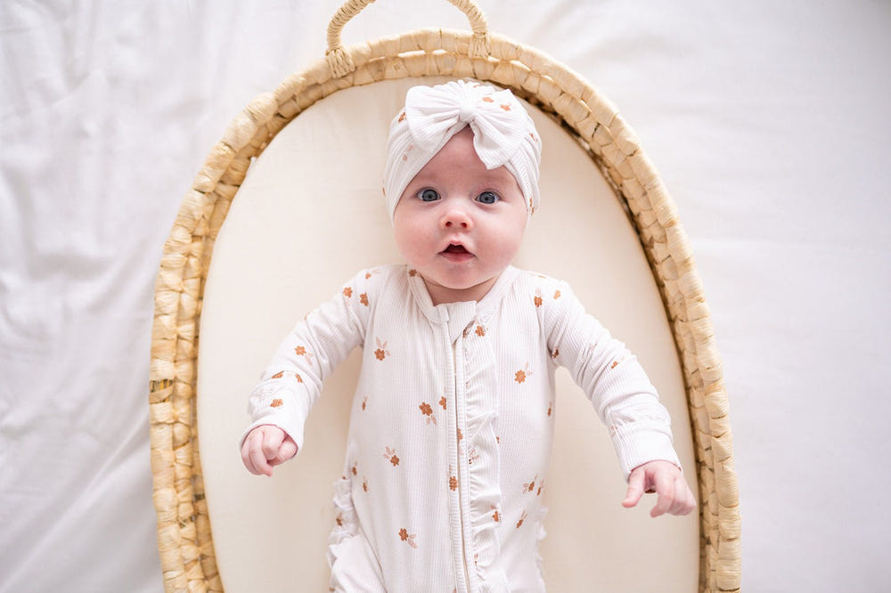 Fleur Ribbed Bow Turban Baby Hat