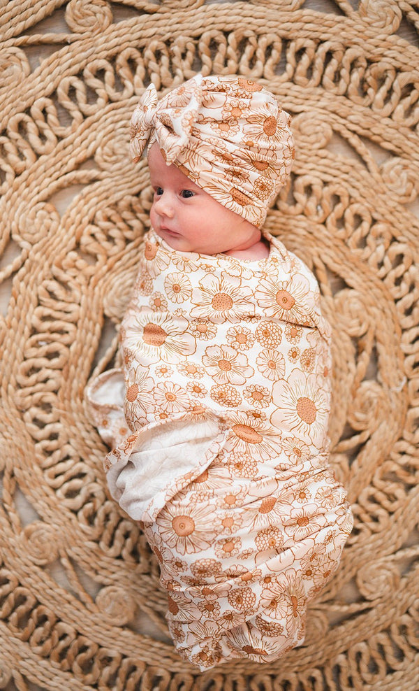 Bow Turban Hat - Flower Garden