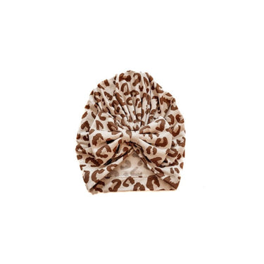 Leopard Baby Bow Hat Bamboo Soft Newborn Girl