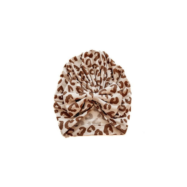 Leopard Baby Bow Hat Bamboo Soft Newborn Girl