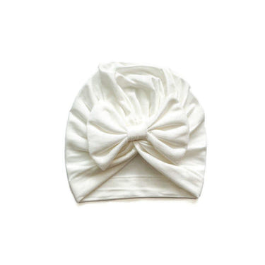 Solid White Bamboo Baby Bow Hat