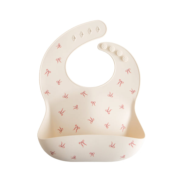 Mushie Silicone Baby Bib Adjustable Neck Strap Deep Pocket