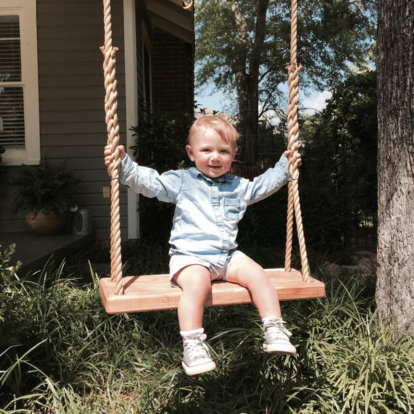 Classic Ash DOUBLE Bench Swing for outdoor playsets, showcasing a stylish design from angle 6.