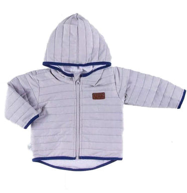 Boys gray color block jacket, stylish and cozy coat for kids, perfect for chilly weather.