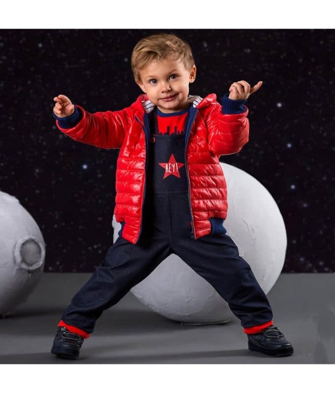 Boys Red Cold Control Puffer Coat - Stylish and warm winter outerwear for boys.