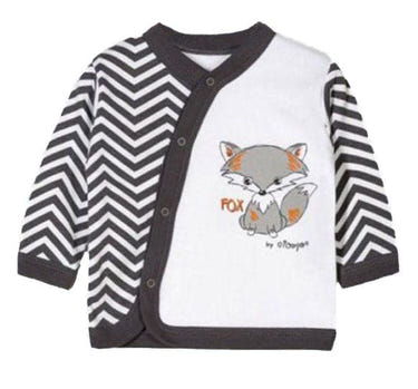 Boys Fox Button Down Kimono Shirt - Stylish and comfortable top for little ones.