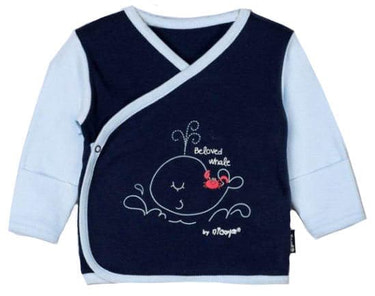 Boys Top Whale Button Down Kimono