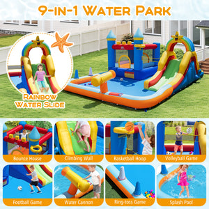 Inflatable Water Slide Park with Climbing Wall and Splash Pool