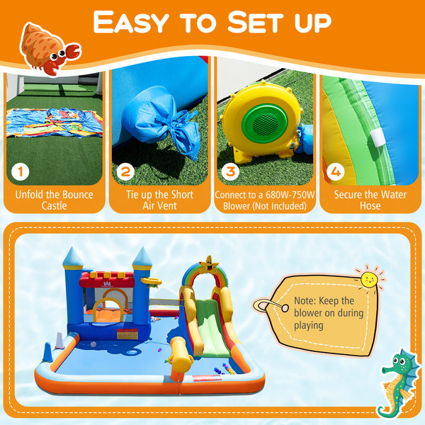 Inflatable Water Slide Park with Climbing Wall and Splash Pool