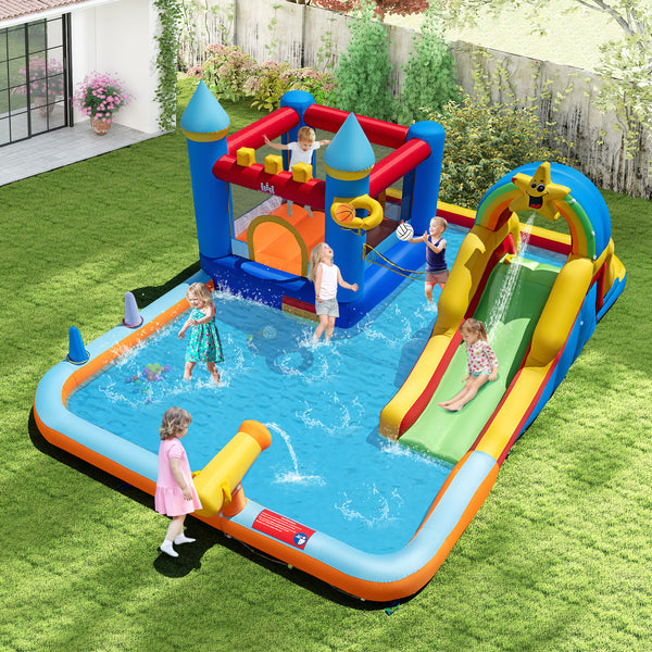 Inflatable Water Slide Park with Climbing Wall and Splash Pool