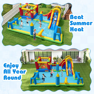 Inflatable Water Slide Bounce House 9-in-1 Jumping Castle with 680W Blower
