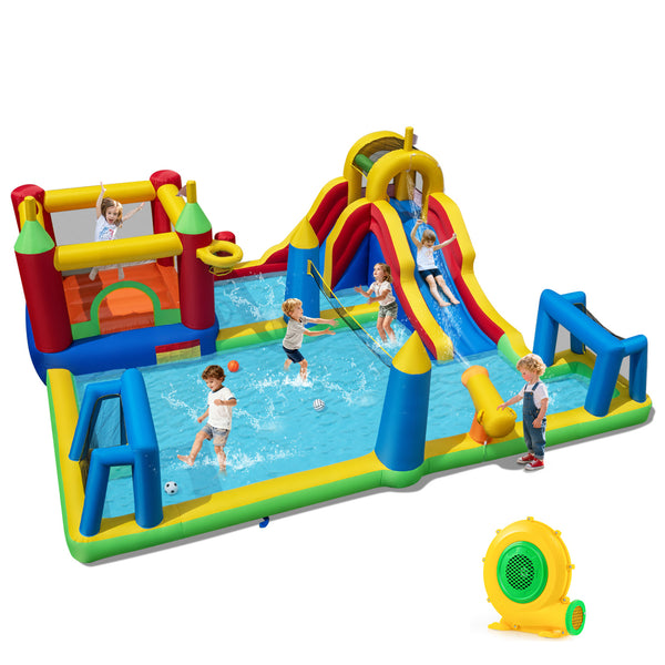 Inflatable Water Slide Bounce House 9-in-1 Jumping Castle with 680W Blower