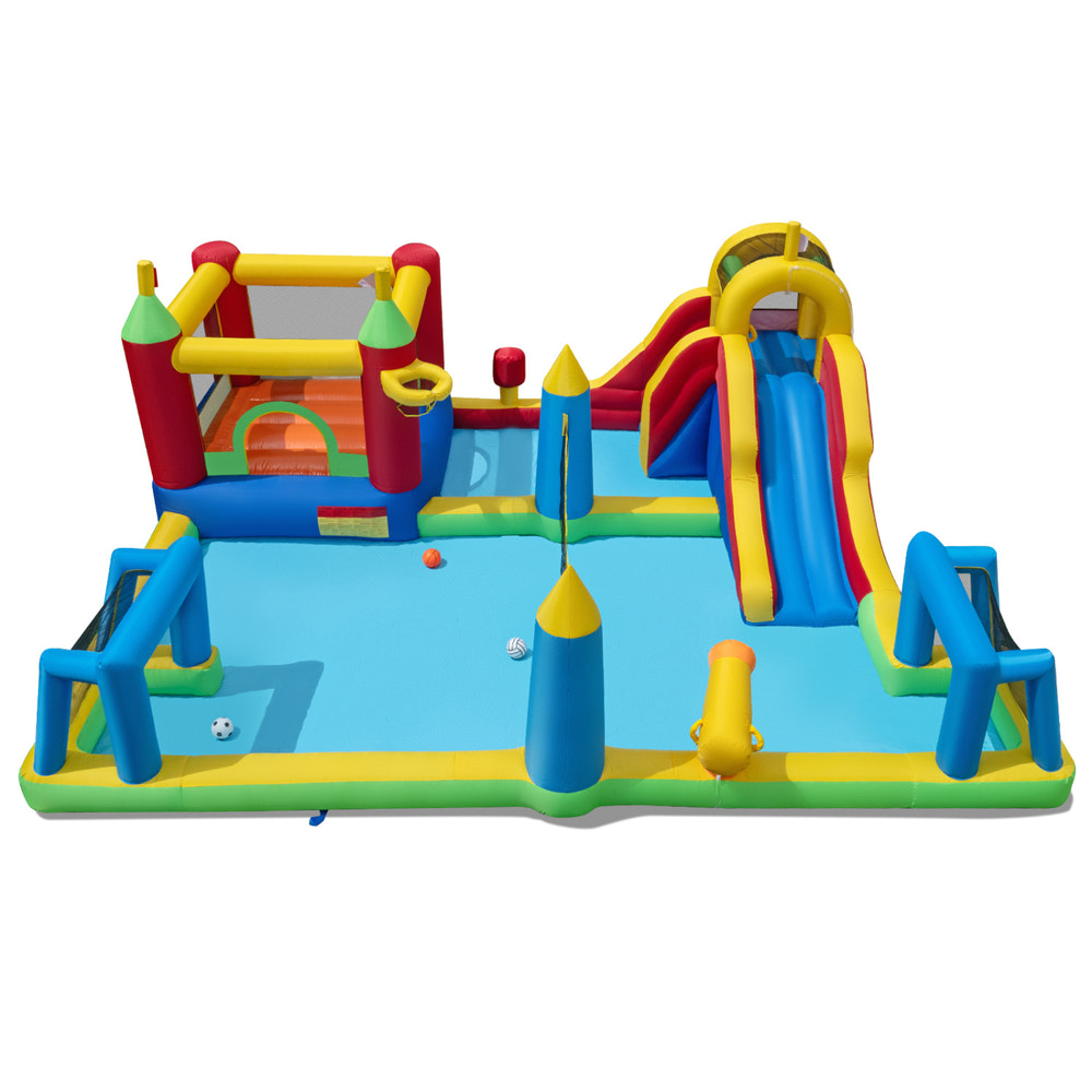 Inflatable Water Slide Bounce House 9-in-1 Jumping Castle with Climbing Wall