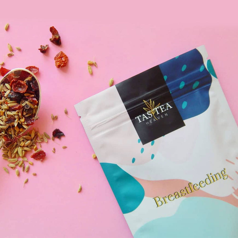 Breastfeeding herbal tea blend for lactation support and increased milk supply for nursing mothers.