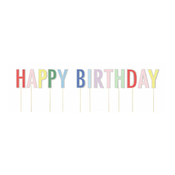 Bright Happy Birthday Cupcake Toppers, 13pcs