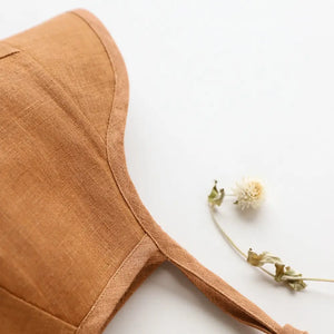 Brimmed Rust Linen Bonnet Cotton-Lined Bonnets