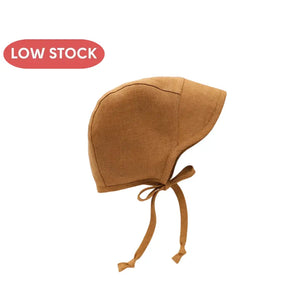 Brimmed Rust Linen Bonnet Cotton-Lined Bonnets