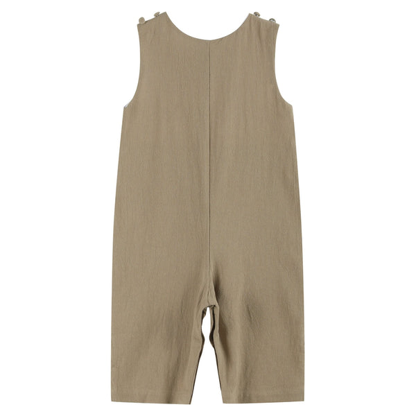 Brown Construction Smocked Overalls