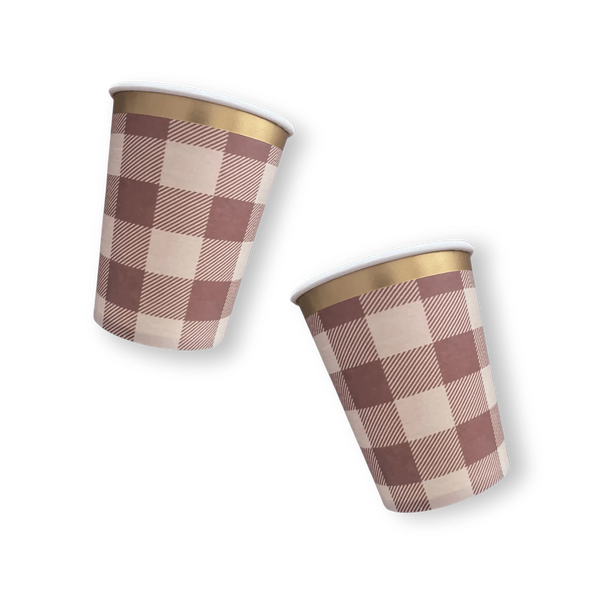 Brown Gingham Fall Plaid Disposable Cups