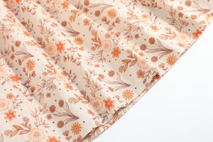 Brown Floral Smocked Bishop Dress