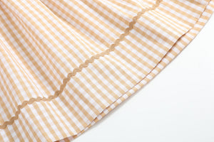 Brown Gingham Football Smocked Bishop Dress