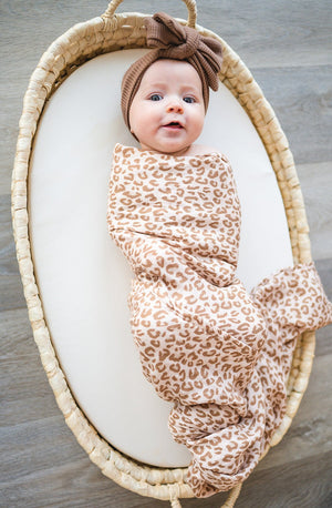 Brown Leopard Muslin Swaddle Blanket