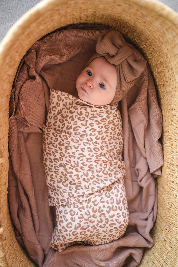 Brown Leopard Muslin Swaddle Blanket