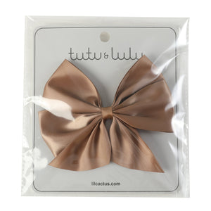 Brown Satin Bow Hair Clip