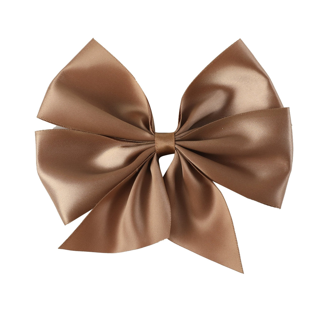 Brown Satin Bow Hair Clip