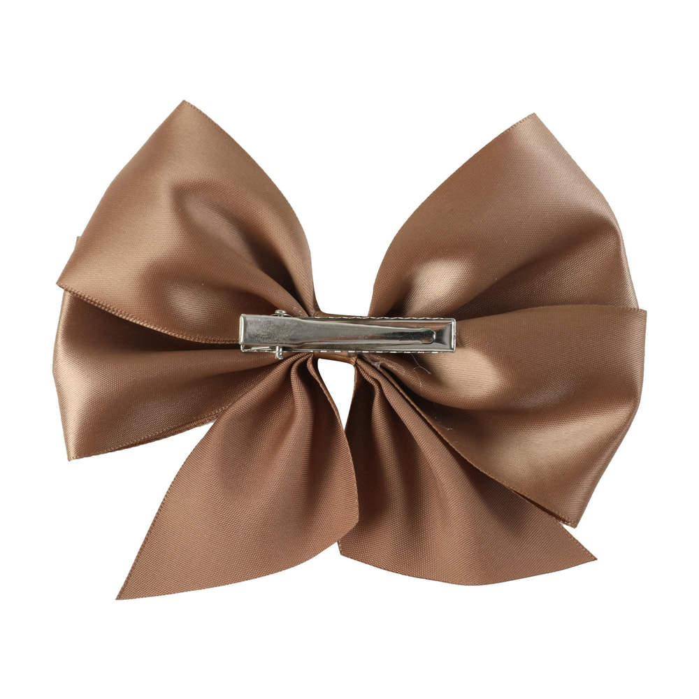 Brown Satin Bow Hair Clip - MOOGCO Baby