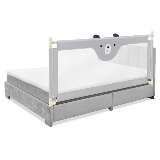 Vertical Lifting Baby Bedrail Guard with Lock in Gray - Safe and stylish bed rail for infants.