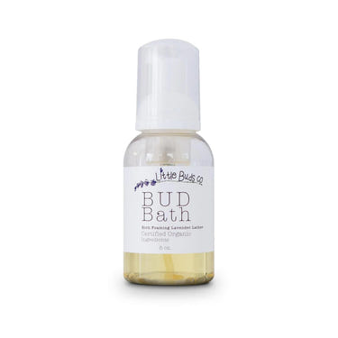 Organic Bud Bath for Baby - Lavender Foaming Cleanser, 8 oz, ideal for gentle and soothing baby bath time.