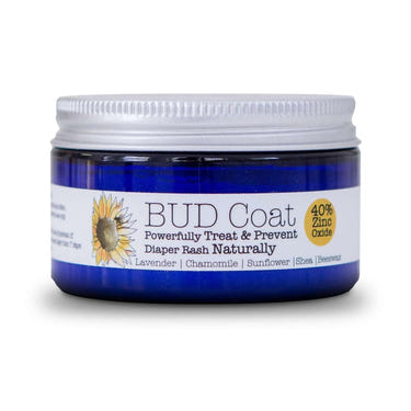 BUD Coat Organic Diaper Rash Cream 4 oz with 40% zinc oxide for soothing baby skin.