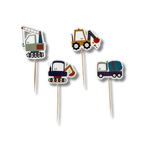 Construction Builder Birthday Cupcake Toppers (8pcs)