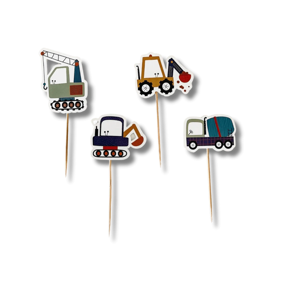 Construction Builder Birthday Cupcake Toppers (8pcs)